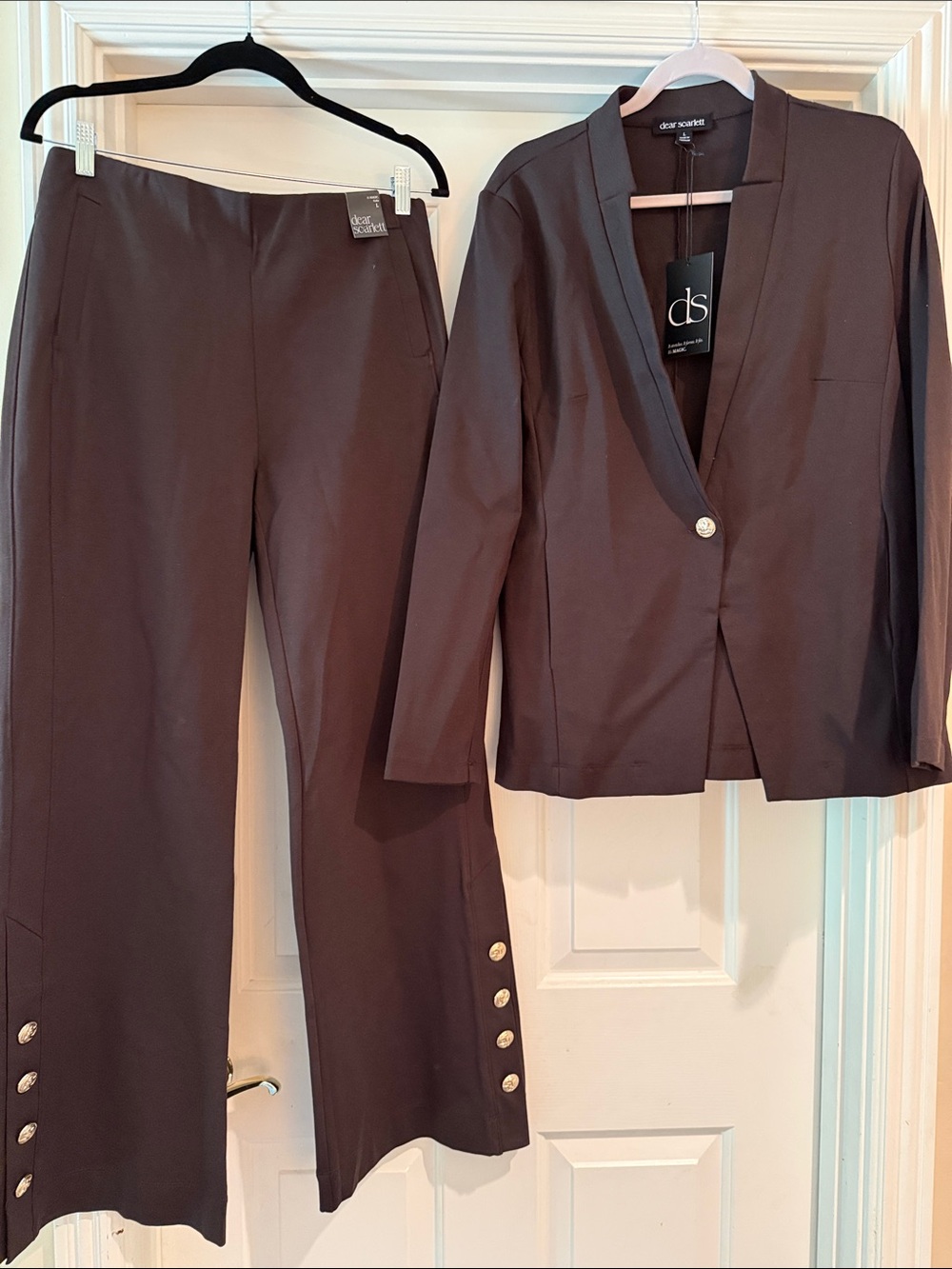 Dear Scarlett Brown Wide-Leg Pants with Matching Blazer NWT large